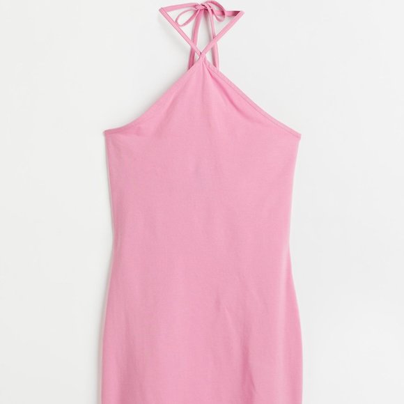 H&M | Dresses | Hm Halterneck Bodycon Light Pink Dress | Poshmark